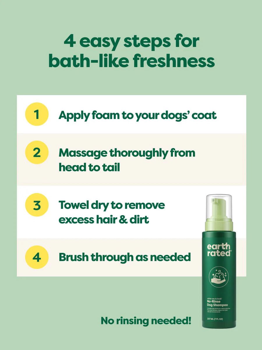 Earth rated white tea & basil no rinse dog shampoo 7oz dog shampoo