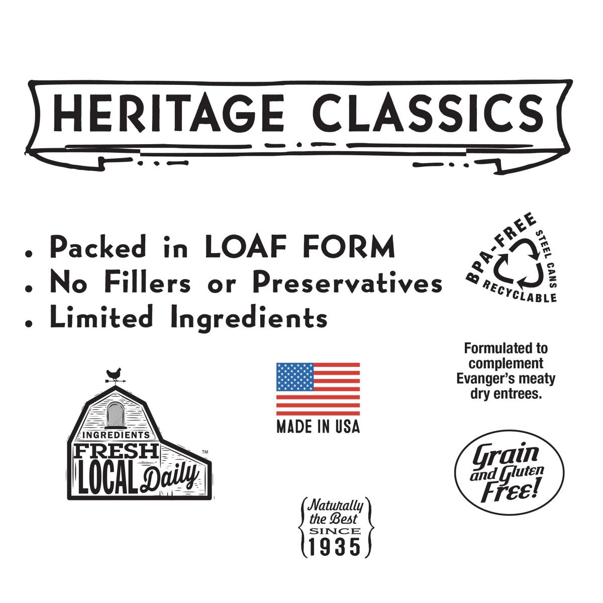 Evanger's Heritage Classics Lamb and Rice Dinner for Dogs 12oz can - 077627101342