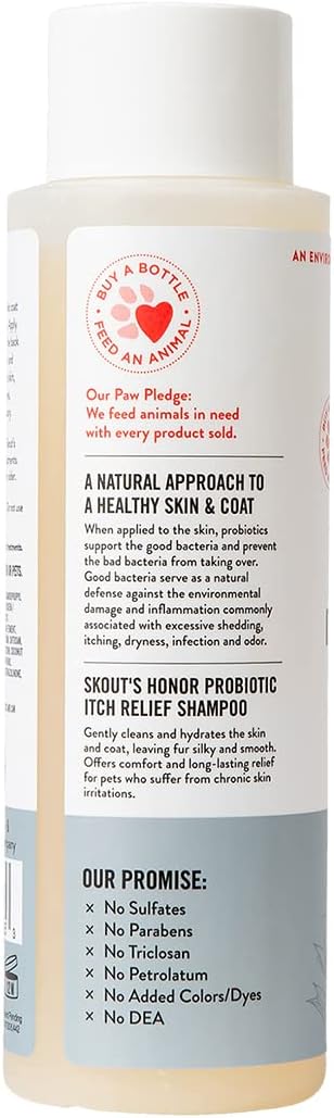 Skouts honor probiotic itch relief shampoo fragrance free 16oz shampoo dog shampoo