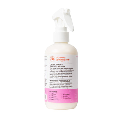 SKOUT'S HONOR Pet Detangler Spray - Hydrating & Conditioning with Avocado Oil & Probiotics, 97% Natural, Paraben & Sulfate-Free, softens for a More brushable Coat, Daily Use, 8oz, Happy Puppy