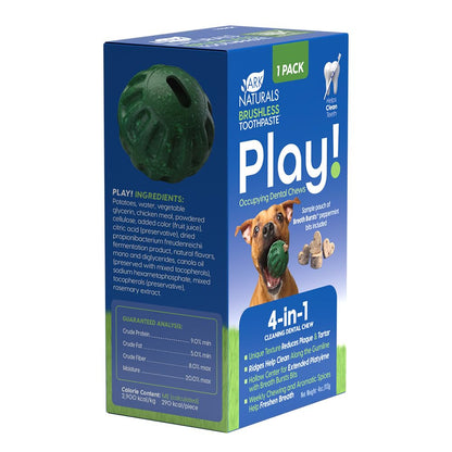 Ark Naturals, Brushless Toothpaste Play!, 4-in-1 Cleaning Dental Chew Play Ball, 1 Pack