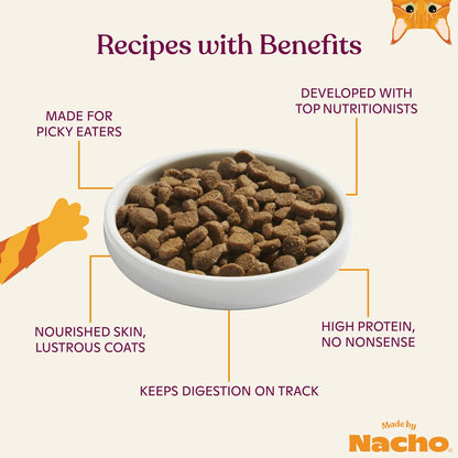 Made by Nacho Bone Broth Infused Dry Cat Kibble - Sustainably Caught Salmon and Pumpkin - Premium Grain-Friendly Cat Food 4lb Bag, Limited Ingredients