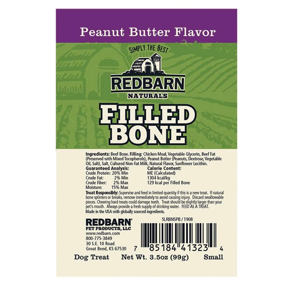 Redbarn Peanut Butter Flavor Naturals Filled Bone Dog Chew small
