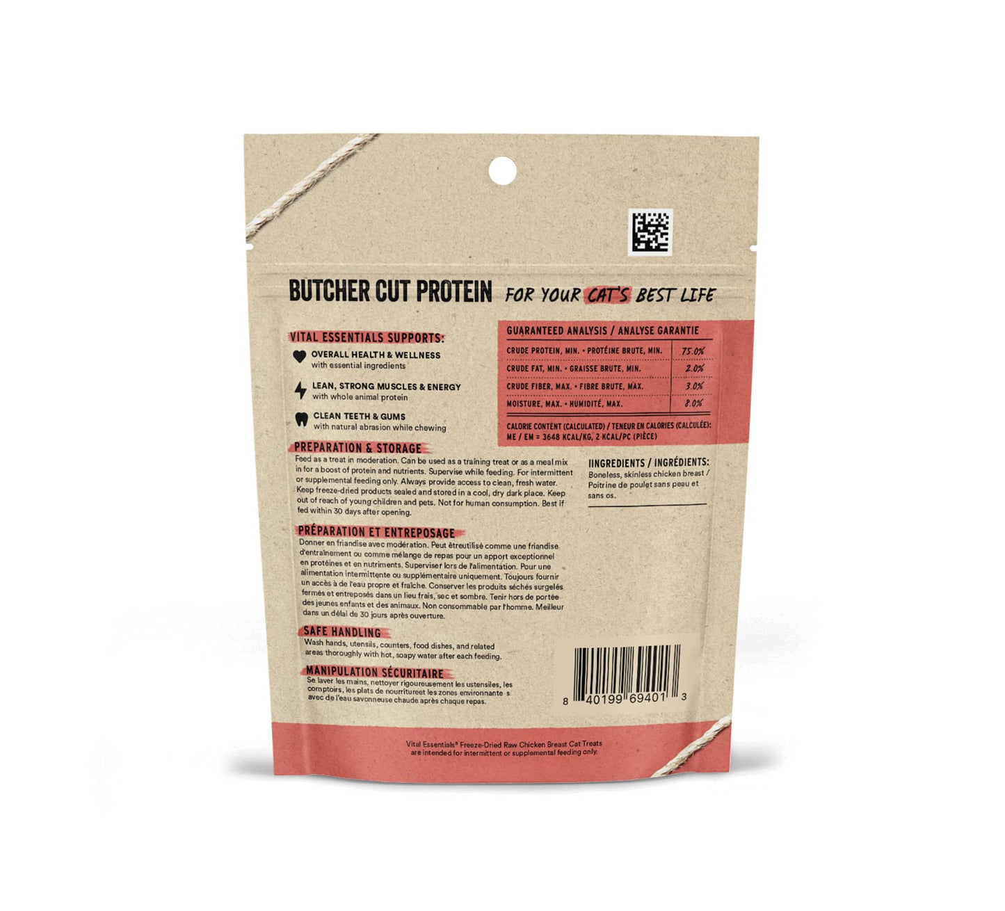 Vital Essentials Freeze Dried Raw Single Ingredient Cat Treats, Chicken Breast, 1 oz