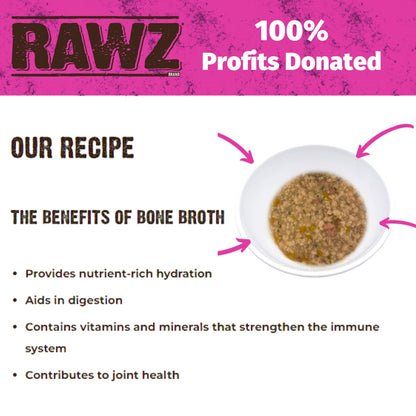 Rawz Natural Premium Minced Canned Cat Food in Gravy from Bone Broth - Made with Real Meat Ingredients No BPA & Gums - (3 Ounce cans), Salmon & Beef
