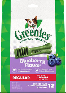 Greenies Bursting Blueberry Dog Dental Treat Regular Size 12 Count