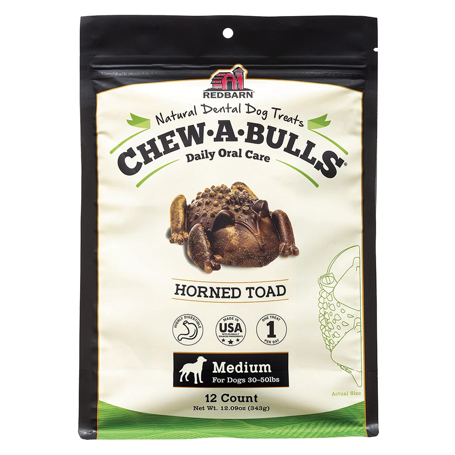 Redbarn Chew-A-Bulls (Size: Medium, Shape: Toad, 12-Count