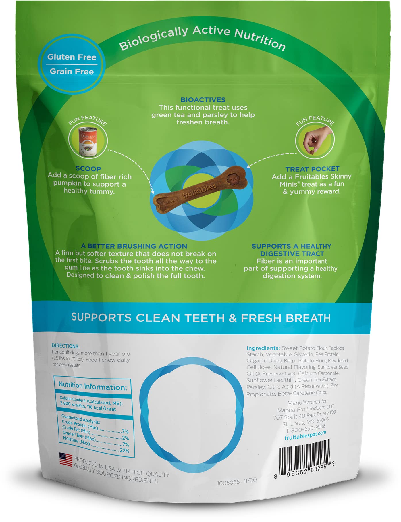 Fruitables 10 Count Bioactive Fresh Mouth Dental Chews, Medium/10.8 Oz, Model:2959