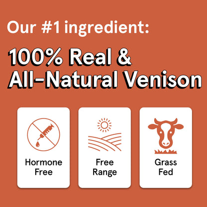 Real Meat Dog Treats - 4oz Bag of Bite-Sized Air-Dried Venison Jerky for Dogs - Grain-Free Jerky Dog Treats Made up of 95% Human-Grade, Free-Range, Grass Fed Venison - Natural High Protein Dog Treats