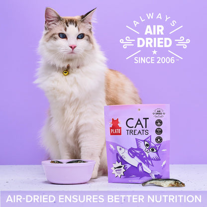 PLATO Pet Treats Air-Dried Cat Treats Baltic Sprat, Grain Free, All Natural, 1.5oz
