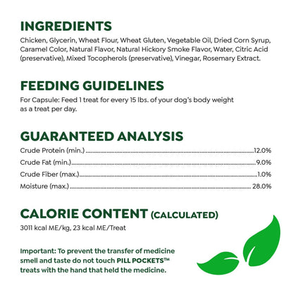 Greenies Pill Pockets for Dogs Capsule Size Natural Soft Dog Treats, Hickory Smoke Flavor, 7.9 oz. Pack (30 Treats)