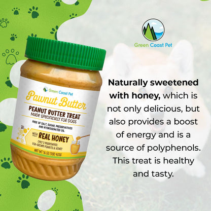 Pawnut Butter with Honey | Xylitol-Free | Made in USA | 16 oz Jar