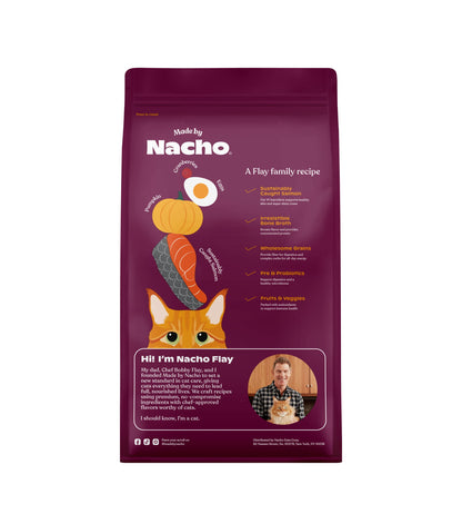 Made by Nacho Bone Broth Infused Dry Cat Kibble - Sustainably Caught Salmon and Pumpkin - Premium Grain-Friendly Cat Food 4lb Bag, Limited Ingredients