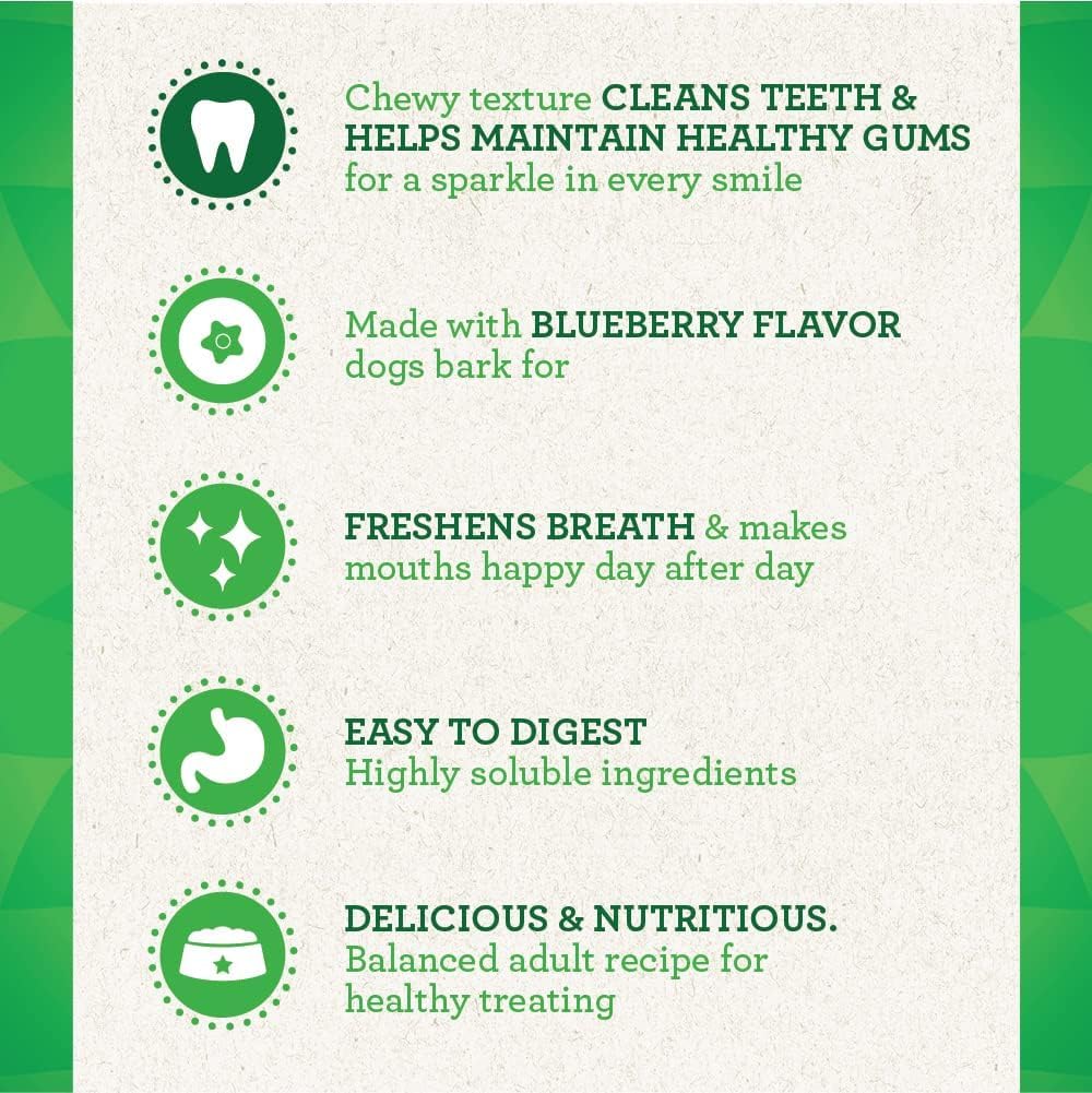 Greenies Bursting Blueberry Dog Dental Treat Regular Size 12 Count