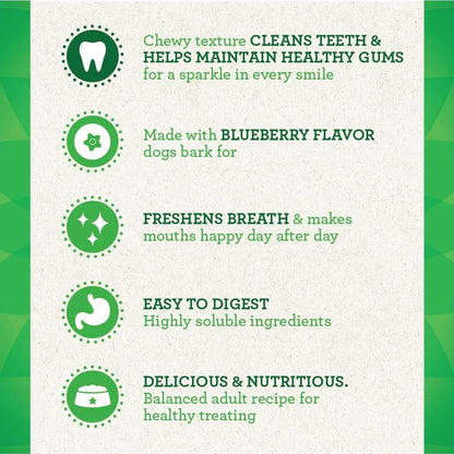 Greenies Bursting Blueberry Dog Dental Treat Regular Size 12 Count