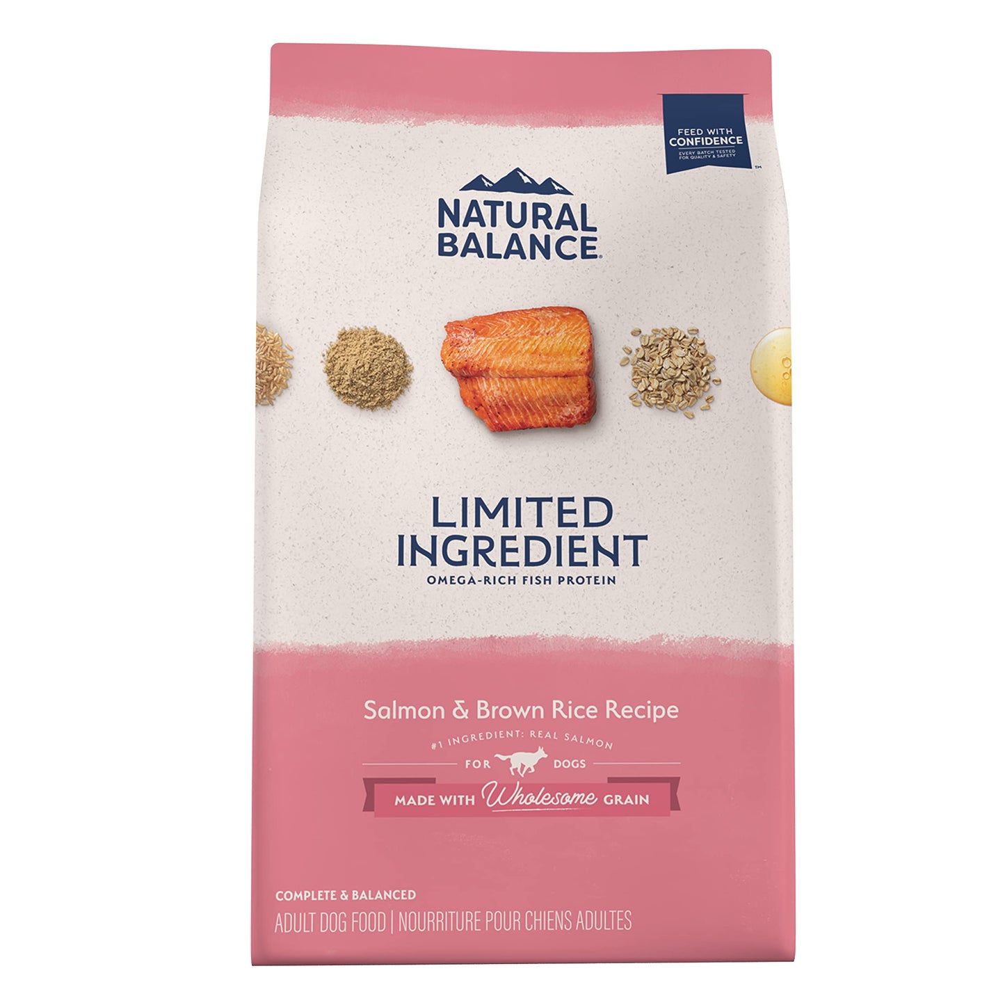 Natural Balance Limited Ingredient Adult Dry Dog Food with Healthy Grains, Salmon & Brown Rice Recipe, 4 Pound