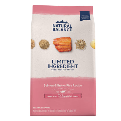 Natural Balance Limited Ingredient Adult Dry Dog Food with Healthy Grains, Salmon & Brown Rice Recipe, 4 Pound