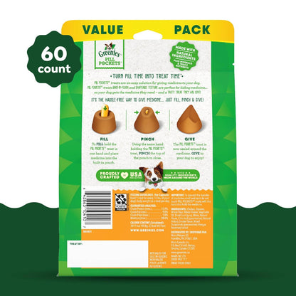 Greenies Pill Pockets Large Size Soft Dog Treats for Capsules, Chicken Flavor, Made With Natural Ingredients Plus Minerals & Trace Nutrients, 15.8 oz. (60 Count, Pack of 1