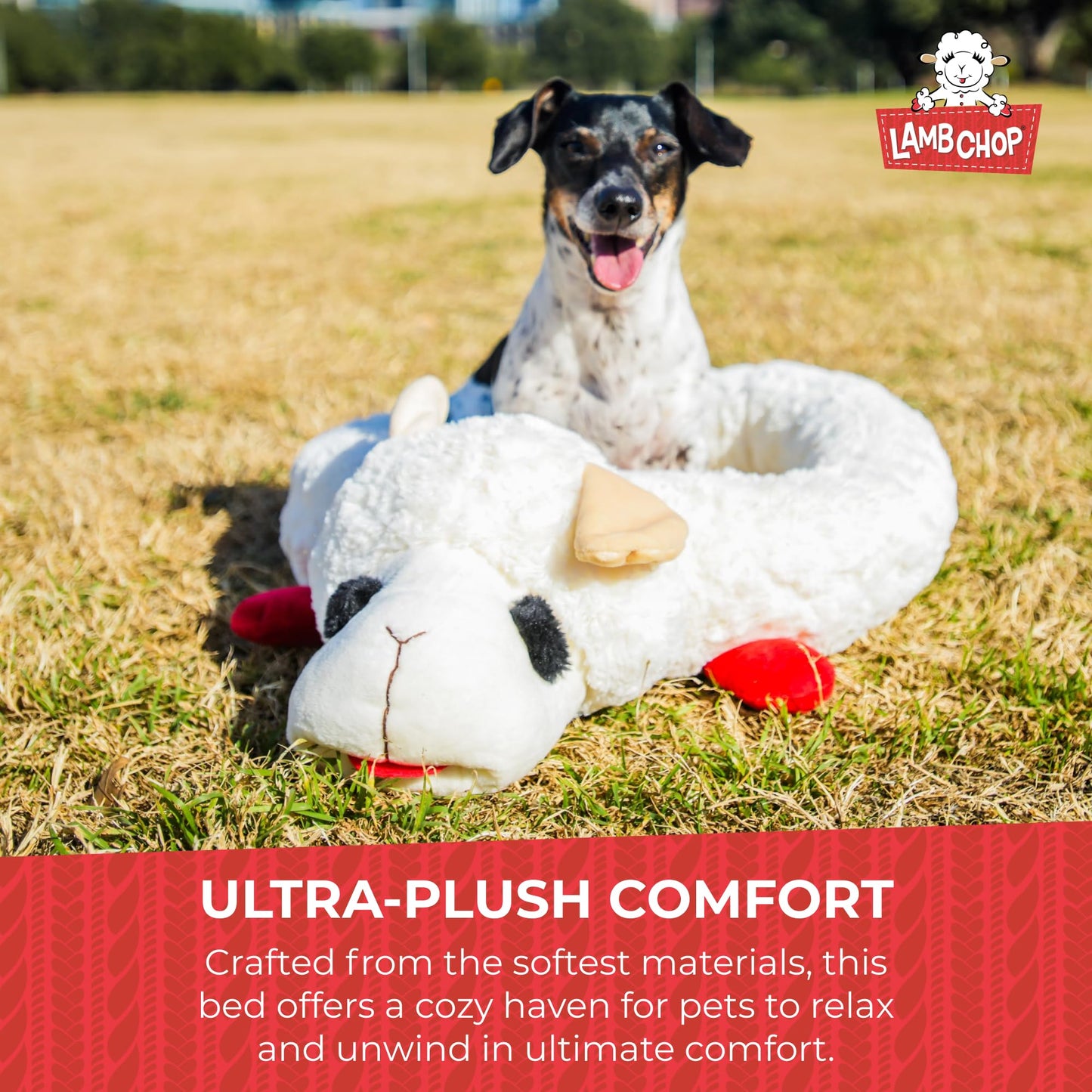 Multipet Lamb Chop Bed for Dogs, white, 27.0"L x 18.5"W x 5.5"Th