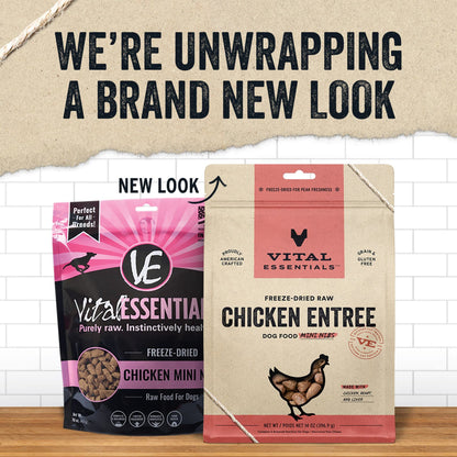 Vital Essentials Freeze Dried Raw Dog Food, Chicken Mini Nibs Entree, 14 oz