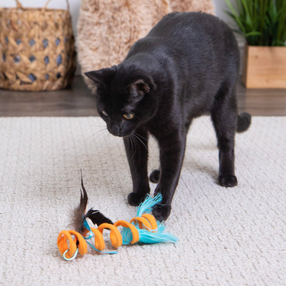 SmartyKat Instincts Crazy Coil Spring Fringe Cat Toy - Orange, One Size
