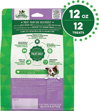 Greenies Bursting Blueberry Dog Dental Treat Regular Size 12 Count