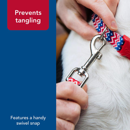 Pet Attire Styles Red Bones Print 6 Foot Dog Leash with the Width of 5/8 in.