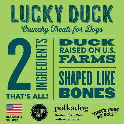 Polkadog Lucky Duck Bone-Shaped Dog Treats, Cat Snacks – All-Natural Pet Treats for Kittens, Puppies – Bite-Sized, Crunchy Snack for Dogs, Cats – 2 Ingredients – 7oz