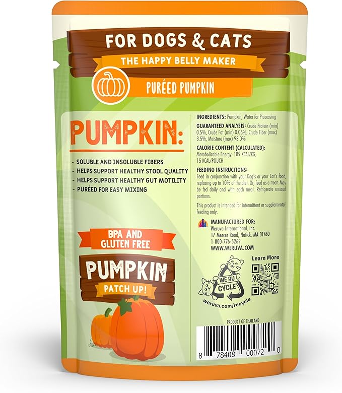 Weruva pumpkin patch up puréed pumpkin for cats and dogs