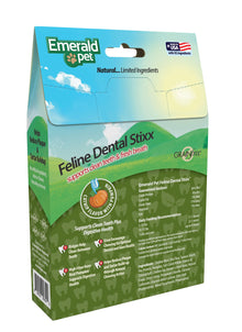 Emerald Pet Feline Dental Stixx — Tasty and Crunchy Cat Dental Sticks with Pumpkin for Digestive Health — Natural Grain Free Dental Treats for Clean Cat Teeth and Fresh Breath — Catnip Stixx, 3.6 oz