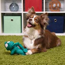 goDog Double Chew Guard Mesh Amphibianz Chameleon Squeaky Dog Toy - Teal, Large