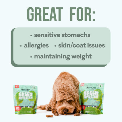 Polkadog Green Monstah Bones Crunchy Treats - Dog Treat for Small & Large Dogs with Vitamin-Rich Kelp, Omega-3, Protein - New England Green Crab & Kelp Blend - Training Size