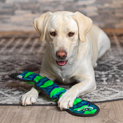 Outward Hound Durablez Tough Plush Squeaky Dog Toy, Snake, Blue, Large