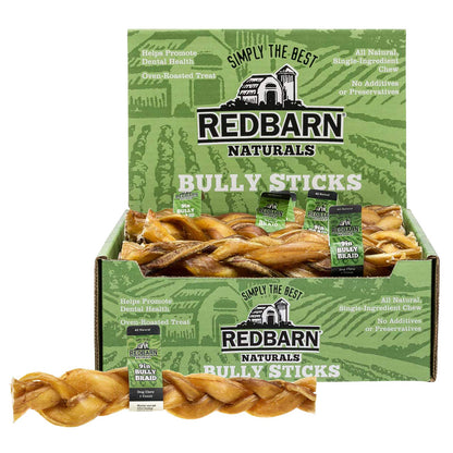 Redbarn 9" Braided Bully Sticks for Dogs - Natural, Grain-Free