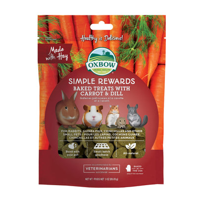 Oxbow Simple Rewards Baked Treats with Carrot, Dill, and Hay for Rabbits, Guinea Pigs, Chinchillas, and Small Pets, 3 Ounce (Pack of 1)