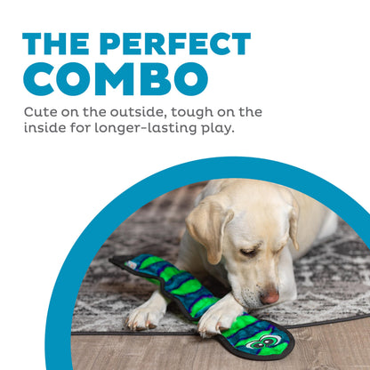 Outward Hound Durablez Tough Plush Squeaky Dog Toy, Snake, Blue, Large