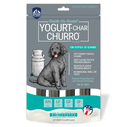 Himalayan Dog Chew Yogurt Char-Churro Charcoal Dental Chews - Dog Teeth Cleaning, Dental Treats for Dogs, Dog Training, 100% Natural, Probiotics, Removes Plaque, Lactose, Grain, Corn, Soy, Gluten-Free