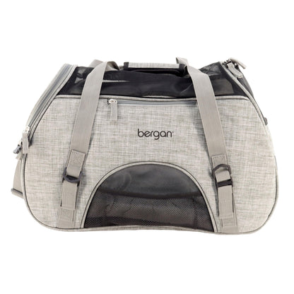 Coastal Pet Bergan Comfort Carrier - Safe and Comfortable for Dog & Cat Travel - Airline Friendly Soft and Breathable Carrier for Pet Owners - Heather Grey, 16" x 8" x 11"