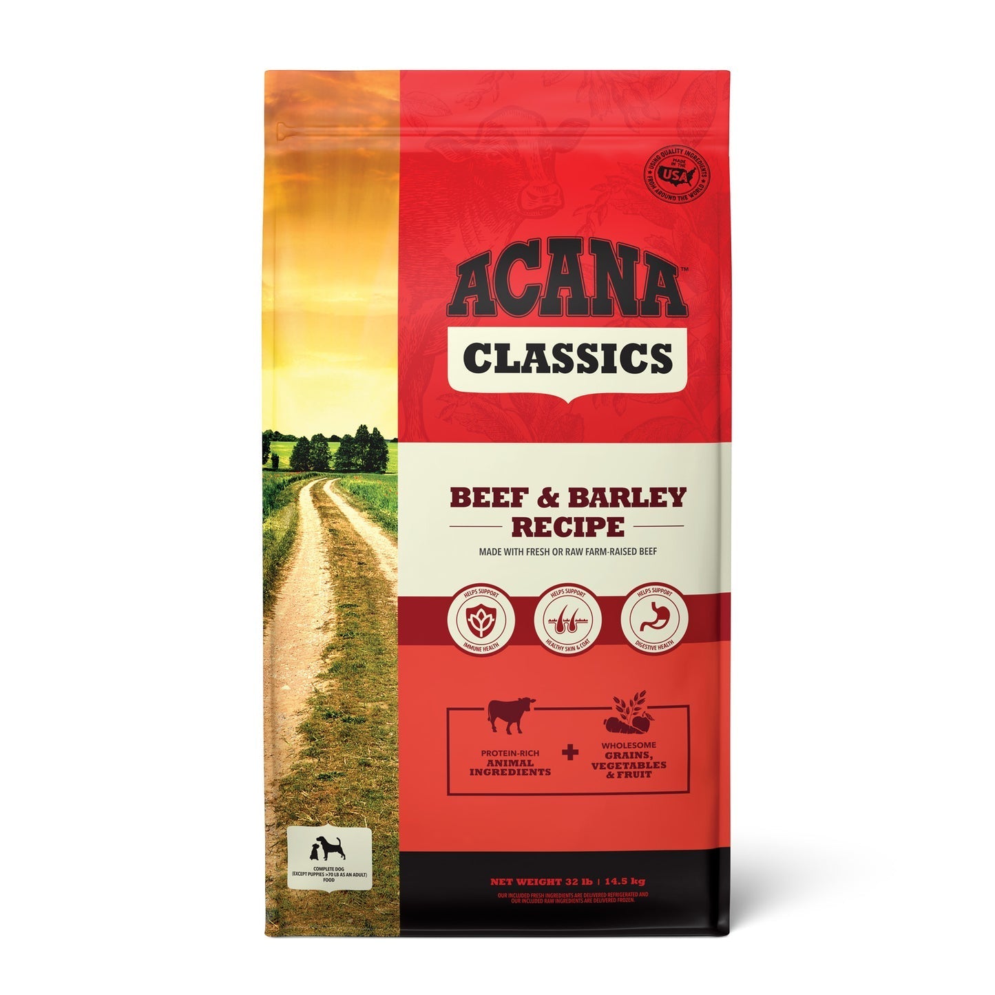 Acana classic beef and barley 32 lbs