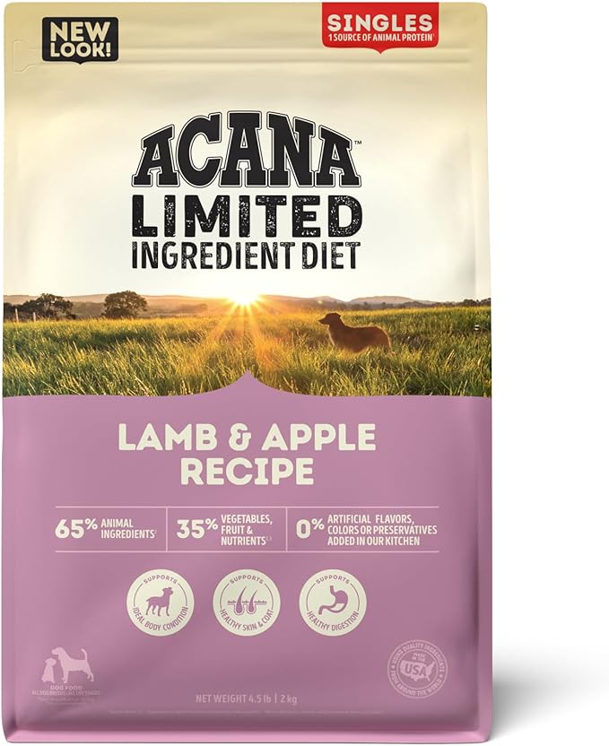 Acana limited ingredient lamb & apple dry dog food kibble 4.5lbs