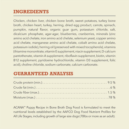 ACANA Premium Pate Wet Dog Food Puppy Recipe in Bone Broth 12.8oz - canned dog food - 064992715977