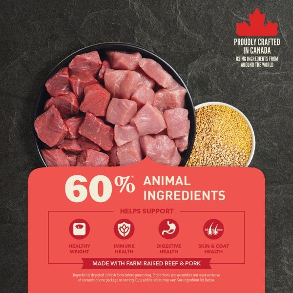 Acana red meat recipe dog food 32lbs