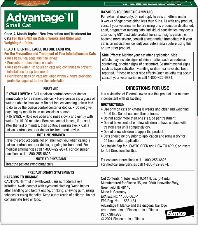 Advantage ll small cat flee prevention and treatment