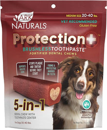 Ark naturals protection + brushless toothpaste dog dental treats 18oz medium 20 - 40lbs