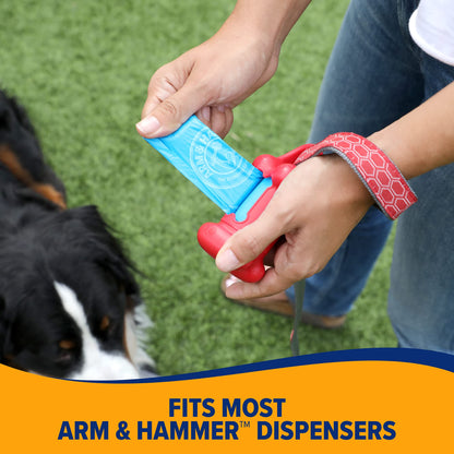 Arm & Hammer Durable Disposable Dog And Cat Waste Bags With Activated Baking Soda, 180 Dog Poop Bags, 9 X 14 Inches, Blue