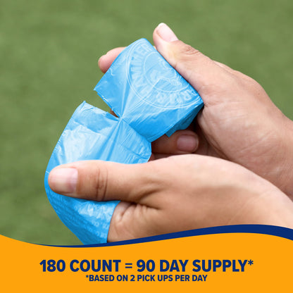 Arm & Hammer Durable Disposable Dog And Cat Waste Bags With Activated Baking Soda, 180 Dog Poop Bags, 9 X 14 Inches, Blue