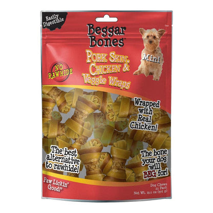 Beggar bones pork skin, chicken and veggie wraps mini
