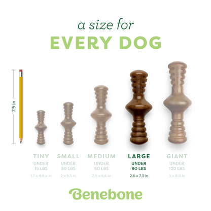 Benebone Zaggler Rolling Dog Chew Toy for Aggressive Chewers, Real Bacon, Made in USA, Large