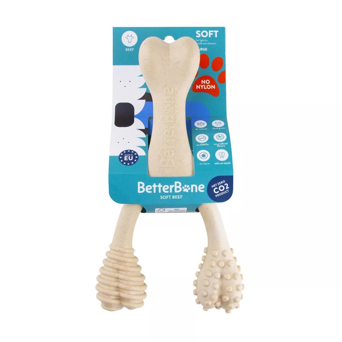 BetterBone Soft Beef Nylon Free Dog Bone Chew Toy