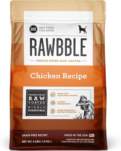 Bixbi Rawbble chicken recipe freeze dried raw coated dog kibble 4lbs